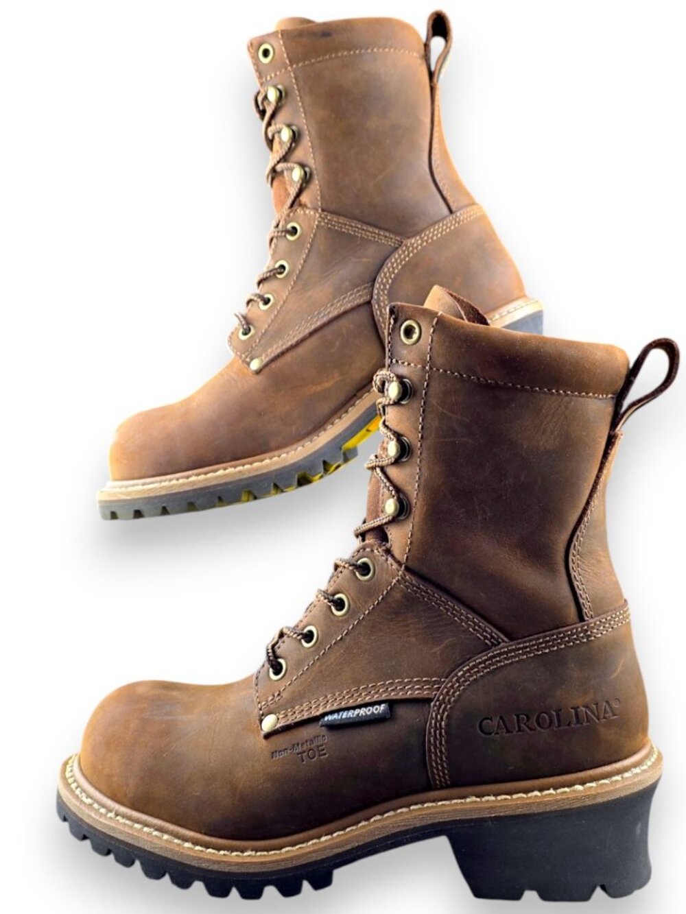 Carolina Wmn's 8" Elm Waterproof Composite Lace-Up Logger Boots Brown - 7.5 NWB